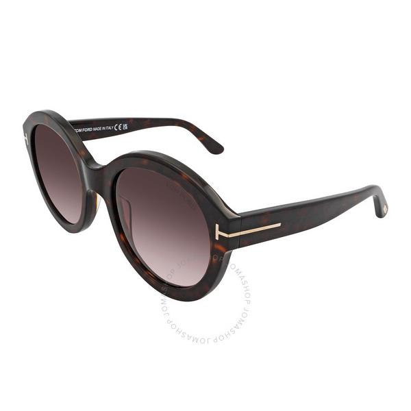 톰포드 톰포드 Tom Ford Kelly Burgundy Round Ladies Sunglasses FT0611 52T 53