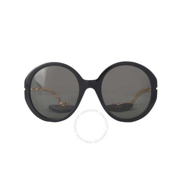 구찌 구찌 Gucci Grey Round Ladies Sunglasses GG0726S 005 56