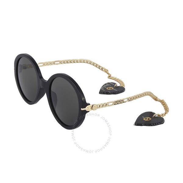 구찌 구찌 Gucci Grey Round Ladies Sunglasses GG0726S 005 56