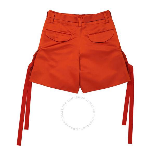  사카이 Sacai Ladies Orange Satin Cargo-Pocket Shorts 22-06122