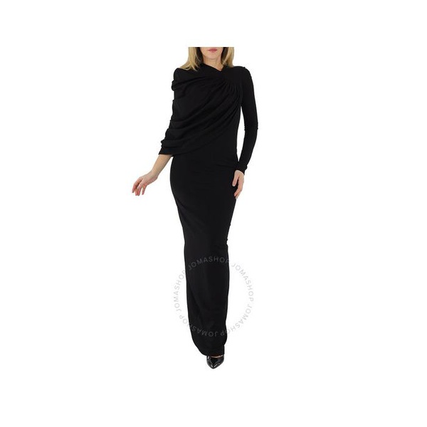 버버리 버버리 Burberry Black Asymmetric Draped Maxi Gown 4560941