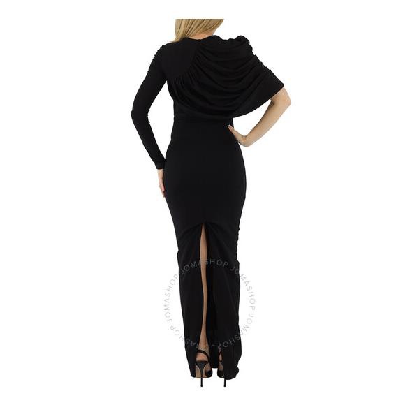 버버리 버버리 Burberry Black Asymmetric Draped Maxi Gown 4560941