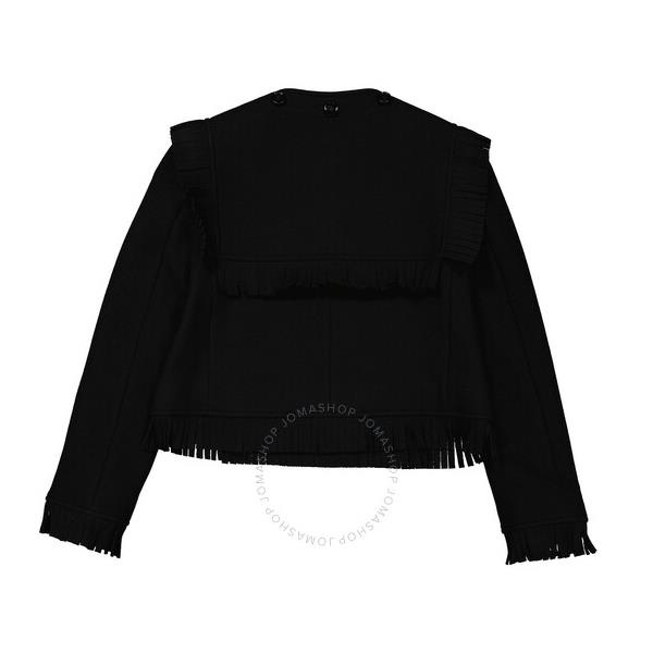 버버리 버버리 Burberry Ladies Black Fringed Cashmere Wool Blend Cropped Trench Jacket 8046684