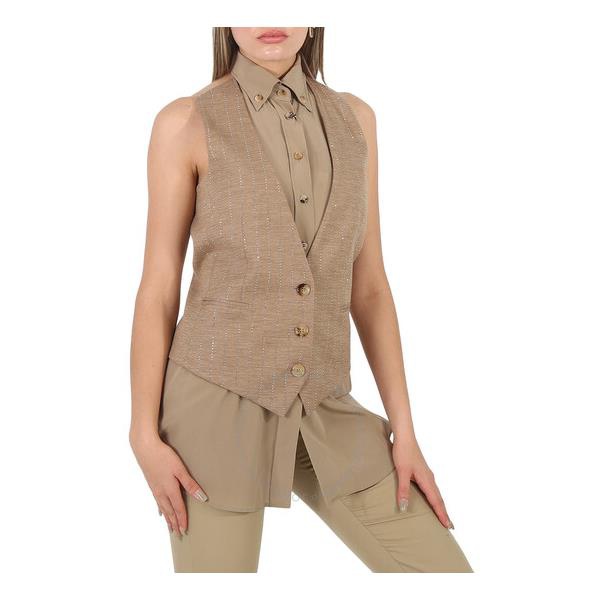 버버리 버버리 Burberry Pecan Melange Shirt Detail Wool Blend Waistcoat 4564282