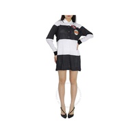 버버리 Burberry Logo Graphic Striped Mesh Polo Shirt Dress 4562552