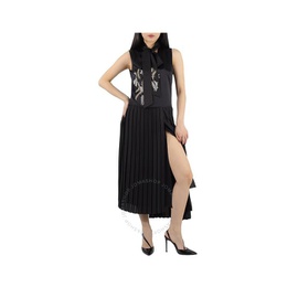 버버리 Burberry Ladies Flor Embroidered Asymmetrical Pleated Dress 8007195