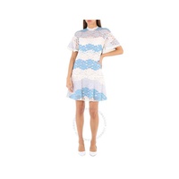 버버리 Burberry Floral Lace Dress With Flutter Sleeves In Slate Blue 4048080