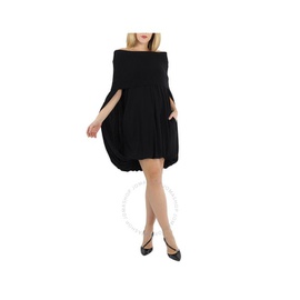 버버리 Burberry Black Wool And Crepe Off-the-shoulder Dress 4562562