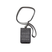 발렌시아가 Balenciaga Black Gossip Croco Embossed Leather Card Holder With Strap 674849 23EC7 1000