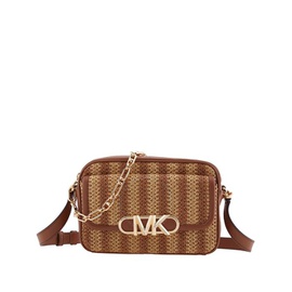 Michael Kors Medium Striped Straw And Leather Parker Bag 32S3G7PC8Y-969