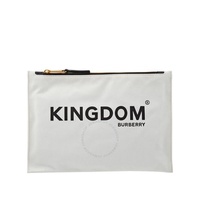 버버리 Burberry Open Box - Medium Kingdom Print Cotton Pouch In Chalk White 8010820