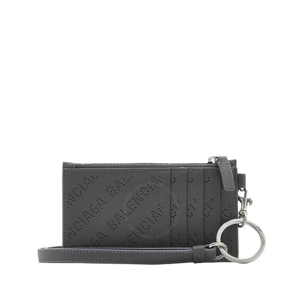 발렌시아가 발렌시아가 Balenciaga Dark Grey Perforated Logo Calfskin Cash Card Case On Keychain 594548 D6WZN 1404
