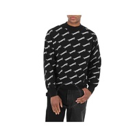 앰부쉬 Ambush Mens Black All-Over Logo Crew Knit Sweater BMHE028S23KNI001-1001