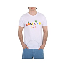 모스키노 Moschino Swim White Cotton Logo Print T-Shirt A1906-2316-1001