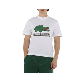 라코스테 Lacoste White Minecraft Print Organic Cotton Short Sleeve T-Shirt TH5038-001