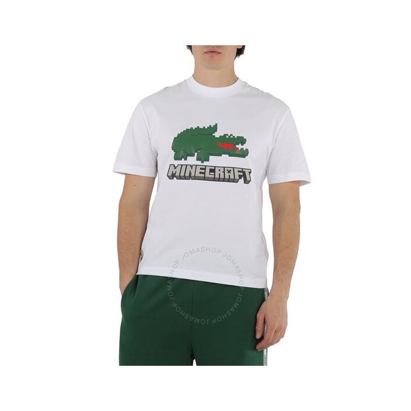라코스테 라코스테 Lacoste White Minecraft Print Organic Cotton Short Sleeve T-Shirt TH5038-001