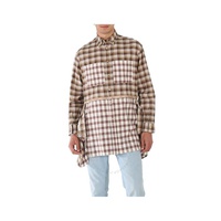 버버리 Burberry Mens Dark Olive Check Zipped Hem Check Flannel Shirt 4565494