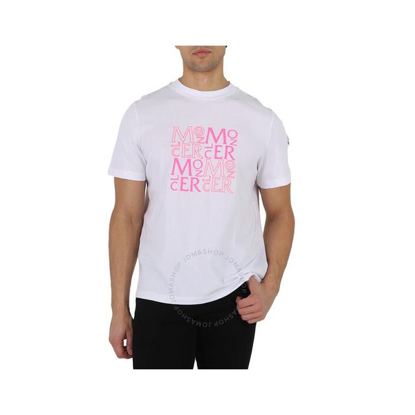 몽클레어 몽클레어 Moncler Mens White Logo Print Cotton Jersey T-Shirt H10918C00058-829H8-001