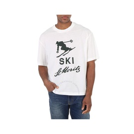 Bally Bone 15 Ski St. Moritz Print Cotton T-Shirt MCC00P-BONE 15