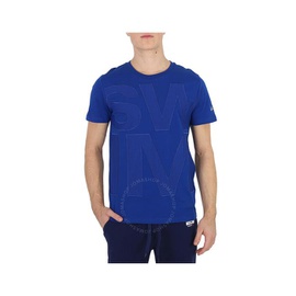 모스키노 Moschino Mens Blue Debossed Logo T-Shirt A1908-2316-345