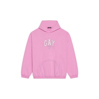 발렌시아가 Balenciaga Mens Pink / White / Grey Pride Oversized Hoodie 651799 TLV54 5861