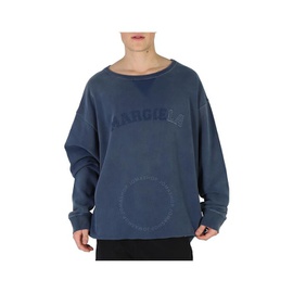 메종마르지엘라 Maison Margiela Mens Blue Logo-Print Faded Sweatshirt S50GU0209S25570-469