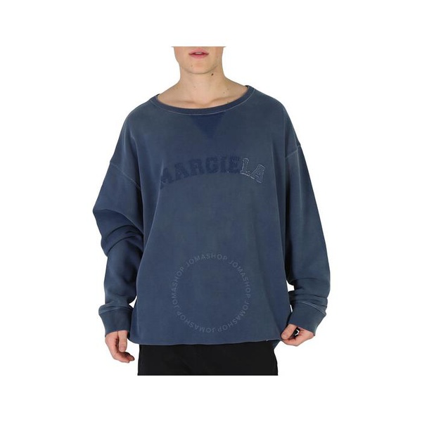 메종마르지엘라 메종마르지엘라 Maison Margiela Mens Blue Logo-Print Faded Sweatshirt S50GU0209S25570-469
