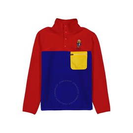 폴로 랄프 로렌 Polo Ralph Lauren Mens Red / Royal Polo Bear Colour-Block Sweatshirt 710881795001
