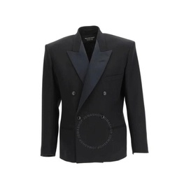 발렌시아가 Balenciaga Black Cristobal Double-Breasted Blazer Jacket 675391 TLT17 1000