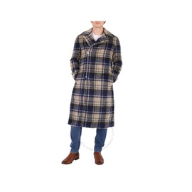 Emporio Armani Mens Check Wool Alpaca And Mohair Blend Plaid Coat 41L330-41369-723