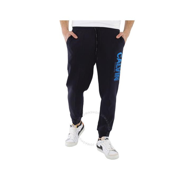 캘빈클라인 Calvin Klein Mens Blue Cotton-blend Logo Sweat Pants J319461-CHW