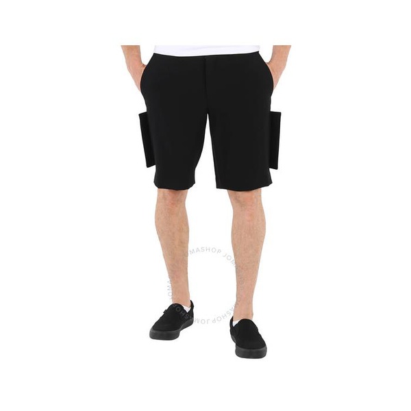 버버리 버버리 Burberry Mens Black Panel-Detail Tailored Shorts 8045410