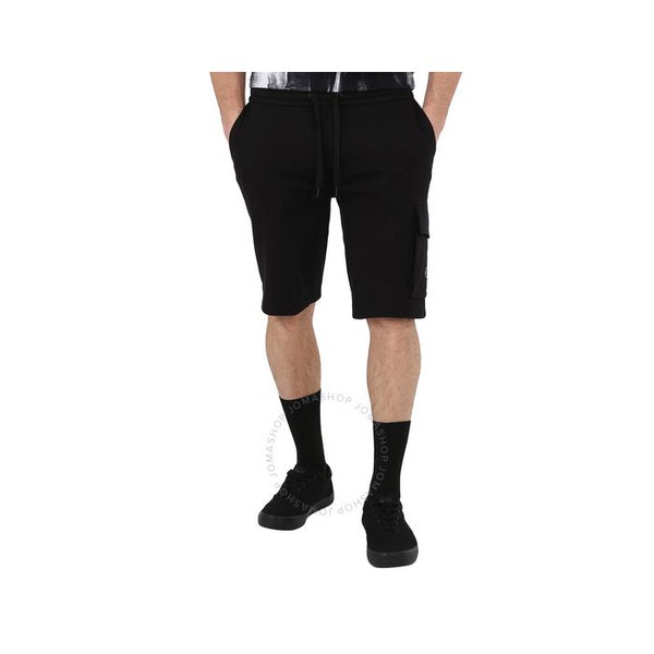 캘빈클라인 Calvin Klein Mens Black Cotton Terry Monogram Badge Sweat Shorts J314676-BAE