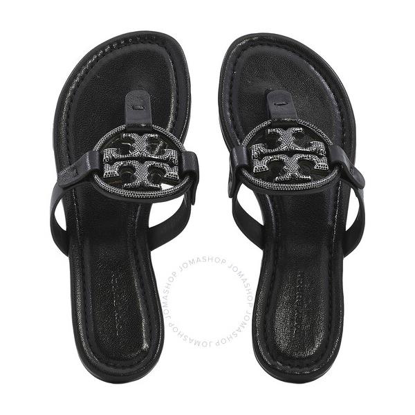 토리버치 Tory Burch Ladies Perfect Black Miller Pave Thong Sandals 145945-006