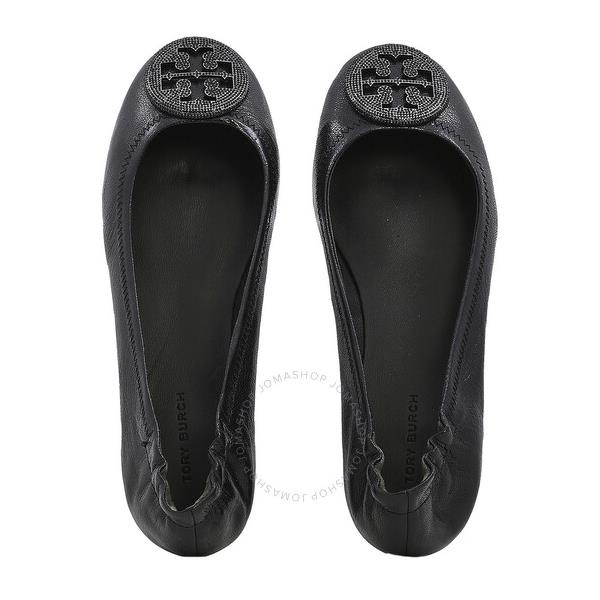 토리버치 Tory Burch Ladies Perfect Black Pave Logo Minnie Travel Ballet Flats 143383-006