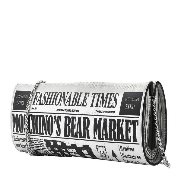  모스키노 Moschino Bear Market Newspaper Clutch Bag A7569-8025-1501