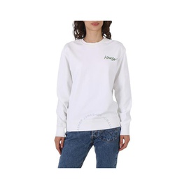 Kenzo Ladies White Poppy-Print Cotton Sweatshirt FC62SW0164MF-01