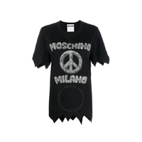 모스키노 Moschino X The Flintstone Black Organic Cotton Logo Print T-Shirt A0797-6041-1555