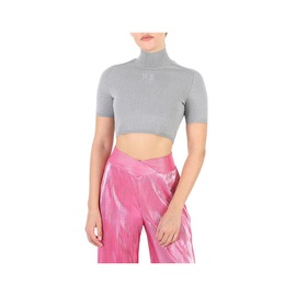 T By 알렉산더 왕 Alexander Wang Ladies Alloy Cropped Turtleneck Pullover 4KC2231021-ALLOY