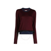메종마르지엘라 Maison Margiela Bordeaux Crewneck Knit Work-In-Progress Wool Sweater SI0HA0008S17800003F