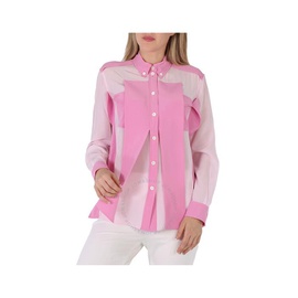 버버리 Burberry Ladies Beckierl Pale Candy Pink Panelled Silk Crepe-De-Chine Shirt 8046829