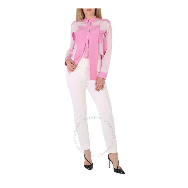 버버리 버버리 Burberry Ladies Beckierl Pale Candy Pink Panelled Silk Crepe-De-Chine Shirt 8046829