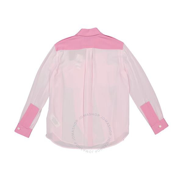 버버리 버버리 Burberry Ladies Beckierl Pale Candy Pink Panelled Silk Crepe-De-Chine Shirt 8046829