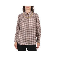 버버리 Burberry Gingham Cotton Check Chain Detail Shirt 4562578