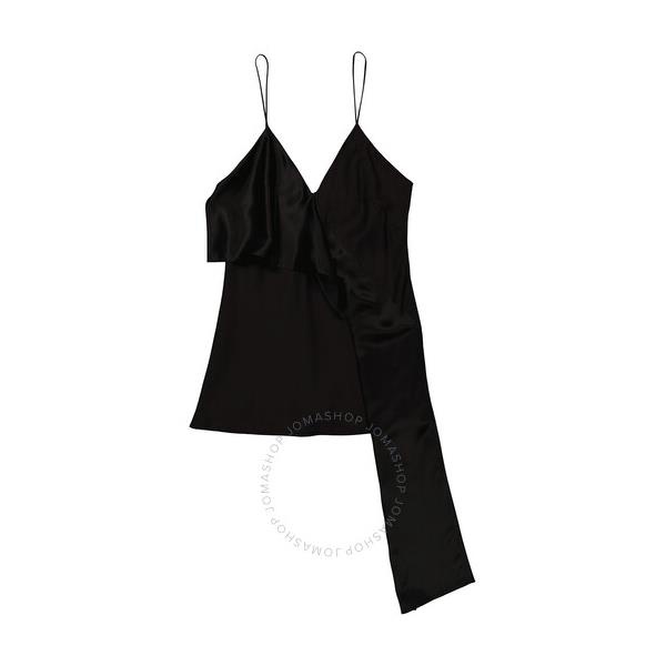 버버리 버버리 Burberry Ladies Arla Black Asymmetrical Silk Top 8041124