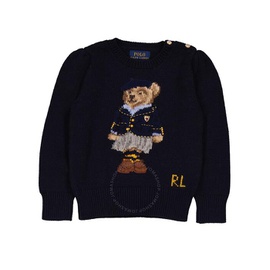 폴로 랄프 로렌 Polo Ralph Lauren Girls Navy Cotton-Blend Polo Bear Intarsia Jumper 311877332001