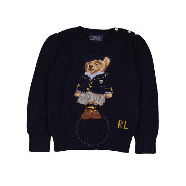 폴로랄프로렌 폴로 랄프 로렌 Polo Ralph Lauren Girls Navy Cotton-Blend Polo Bear Intarsia Jumper 311877332001