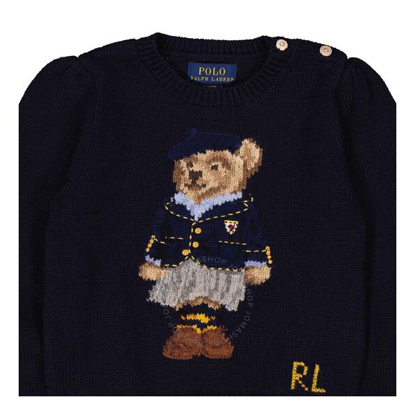 폴로랄프로렌 폴로 랄프 로렌 Polo Ralph Lauren Girls Navy Cotton-Blend Polo Bear Intarsia Jumper 311877332001