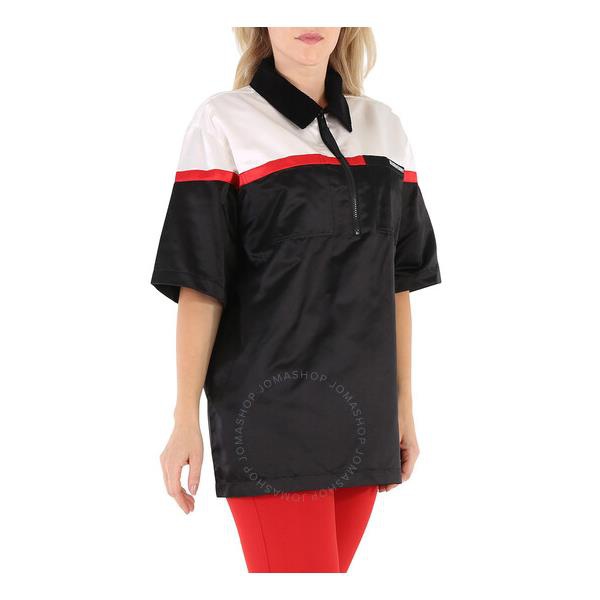 버버리 버버리 Burberry Ladies Colorblock Silk Satin Oversized Short Sleeve Bowling Shirt 4566933