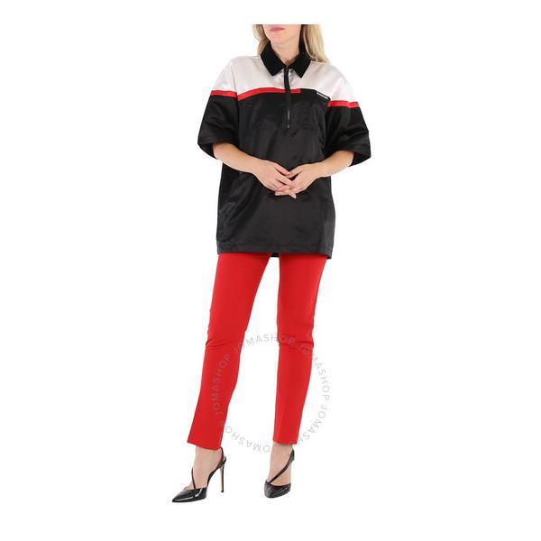버버리 버버리 Burberry Ladies Colorblock Silk Satin Oversized Short Sleeve Bowling Shirt 4566933